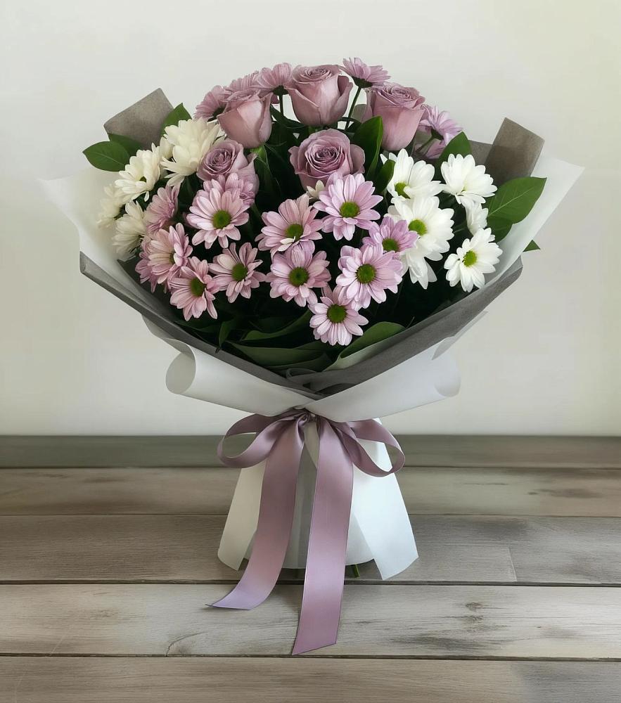 Букет цветов из: Хризантемы и Розы в Шиханах