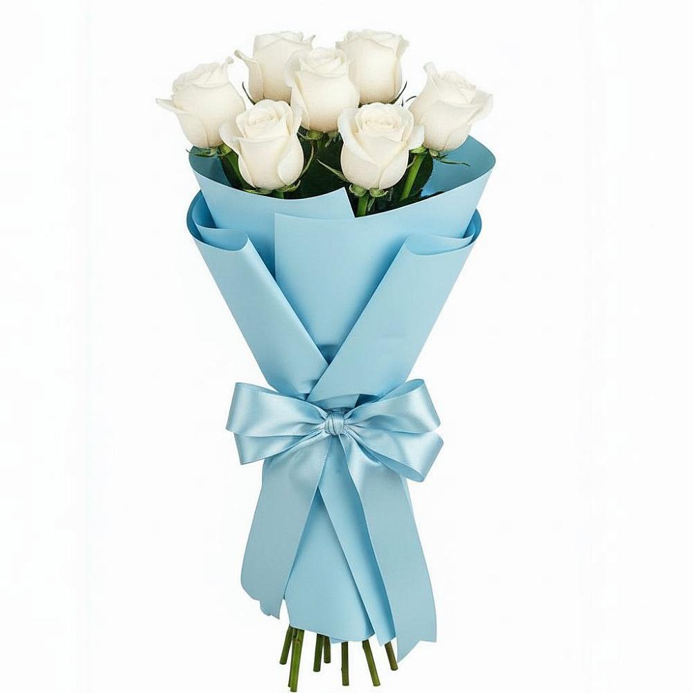 Букет 7 белых роз Проуд в Шиханах