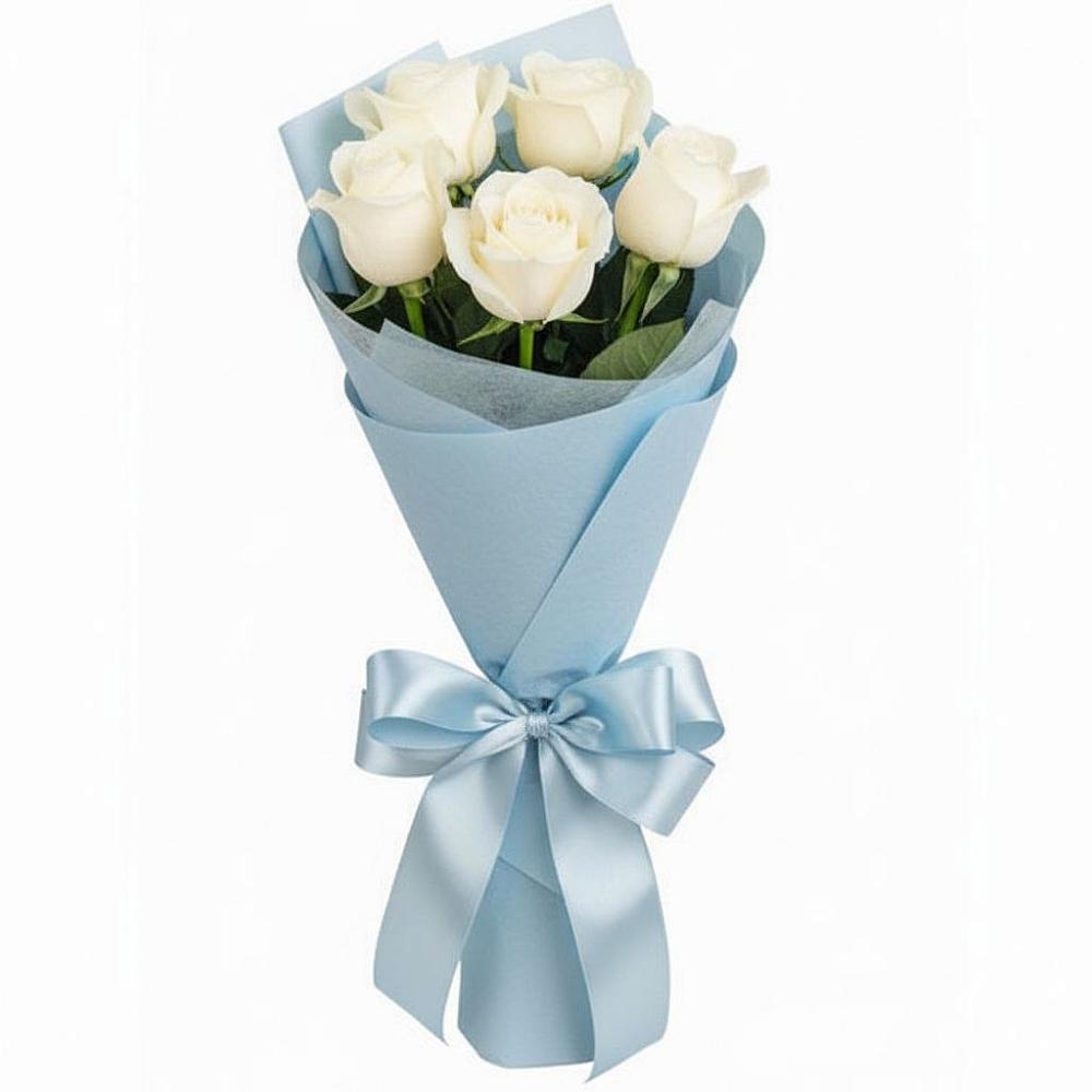 Букет 5 Белых роз Проуд в Шиханах