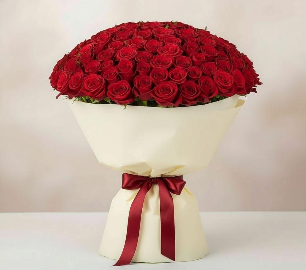 Букет 101 Красная роза Милано в Шиханах