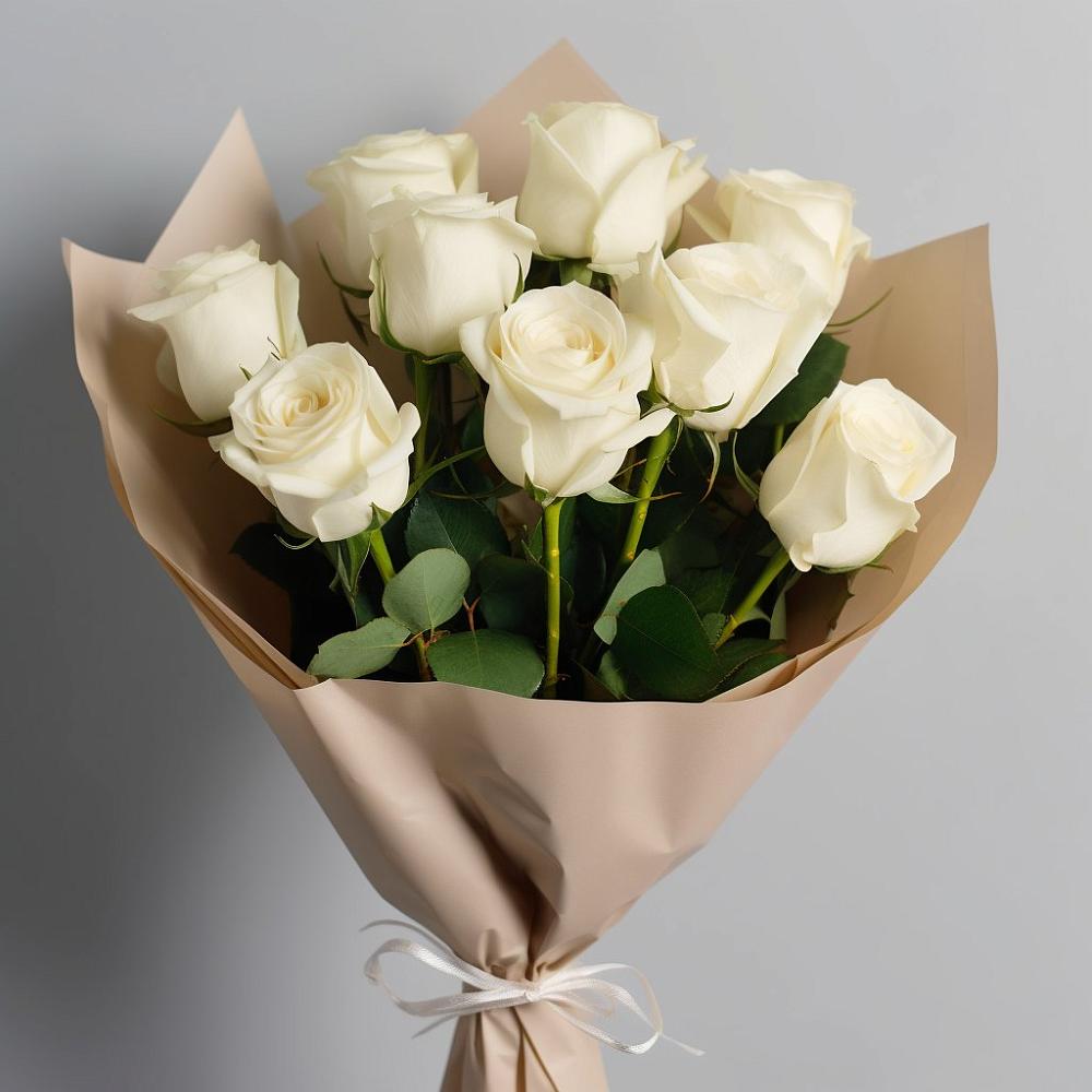 Букет 9 Белых роз Эдлесс Лав в Шиханах
