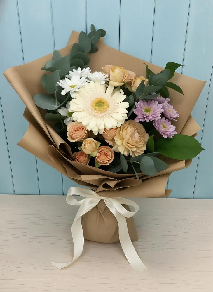 Букет цветов из: Герберы и Хризантемы в Шиханах