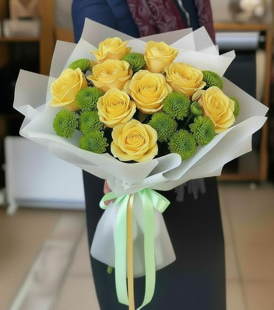 Букет цветов из: Хризантемы и Розы в Шиханах