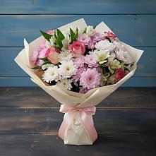 Букет цветов из:  Хризантемы, Альстромерии и Розы в Шиханах