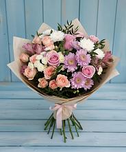 Букет цветов из:  Хризантемы, Розы и Альстромерии #REPLACE_PRED# Шиханах