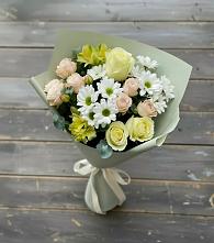 Букет цветов из:  Альстромерии, Розы и Хризантемы в Шиханах