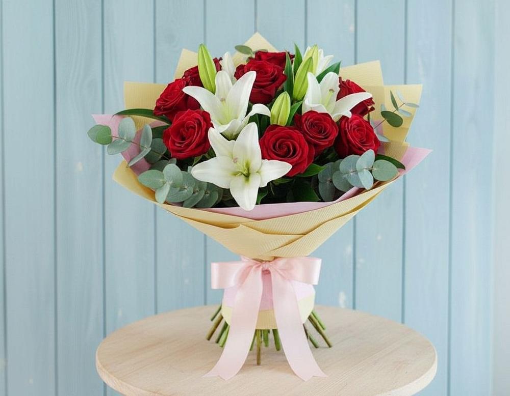 Букет цветов из: Лилии и Розы в Шиханах